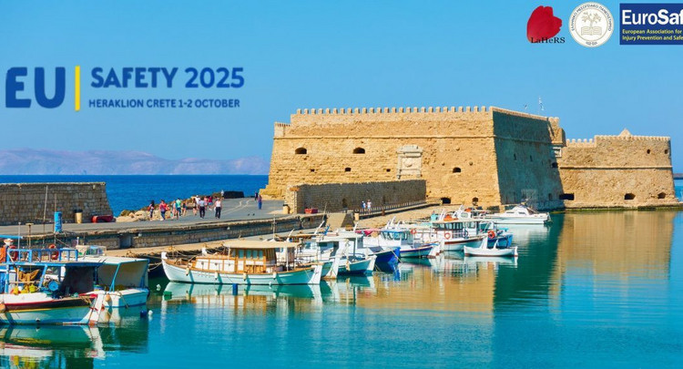 Bildeplakat som forteller om en konferanse EU-Safety på Kreta i oktober 2025.